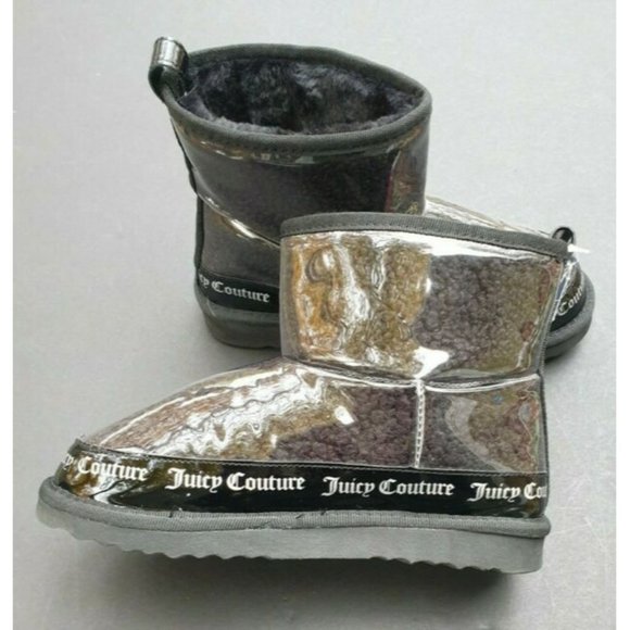 JUICY COUTURE SIZE 8 BOOTIE BOOTS BLACK KLASH CLEAR LOGO - Picture 7 of 12